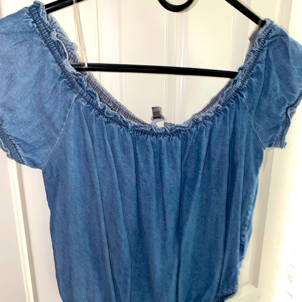 Navy Blue cute off-the shoulder crop